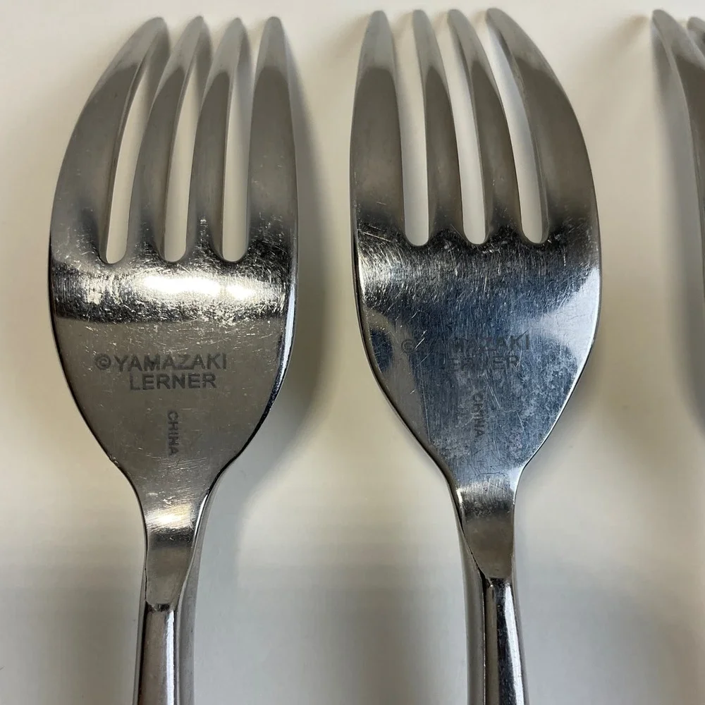 Yamazaki Lerner Float Stainless Steel Salad Forks Set of 4 Silver 7 Inch Modern